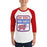 Man wearing Oak Ridge High School War Eagles Unisex 3/4 sleeve Raglan T-shirt 001 - Red