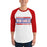 Man wearing Oak Ridge High School War Eagles Unisex 3/4 sleeve Raglan T-shirt 098 - Red