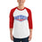 Man wearing Oak Ridge High School War Eagles Unisex 3/4 sleeve Raglan T-shirt 009 - Red Sleeves