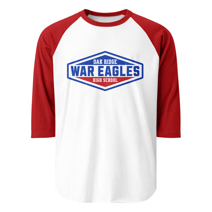 Oak Ridge High School War Eagles Unisex 3/4 sleeve Raglan T-shirt 009 - Red Sleeves