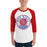 Man wearing Oak Ridge High School War Eagles Unisex 3/4 sleeve Raglan T-shirt 220 red