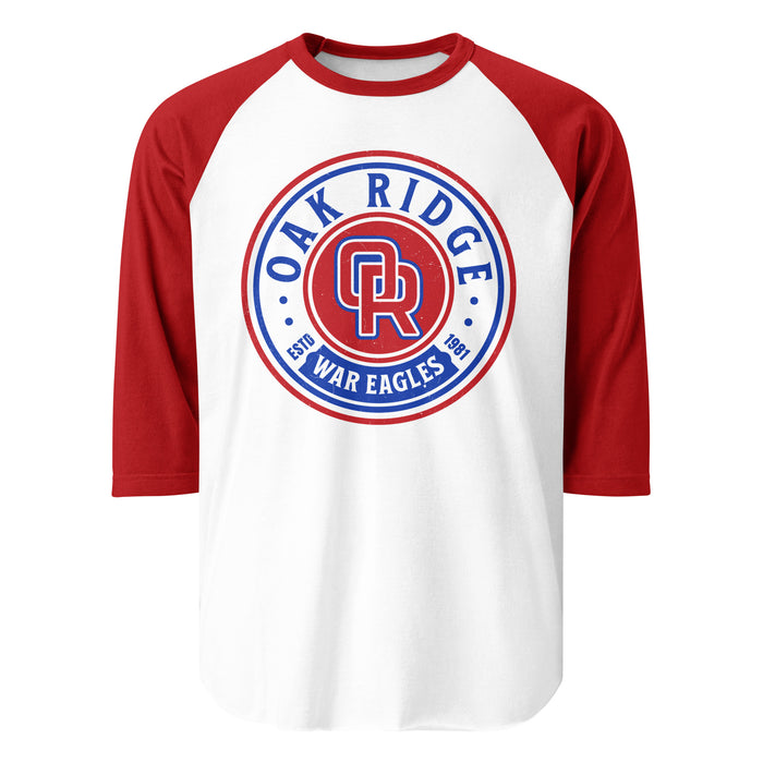 Oak Ridge High School War Eagles Unisex 3/4 sleeve Raglan T-shirt 220 red