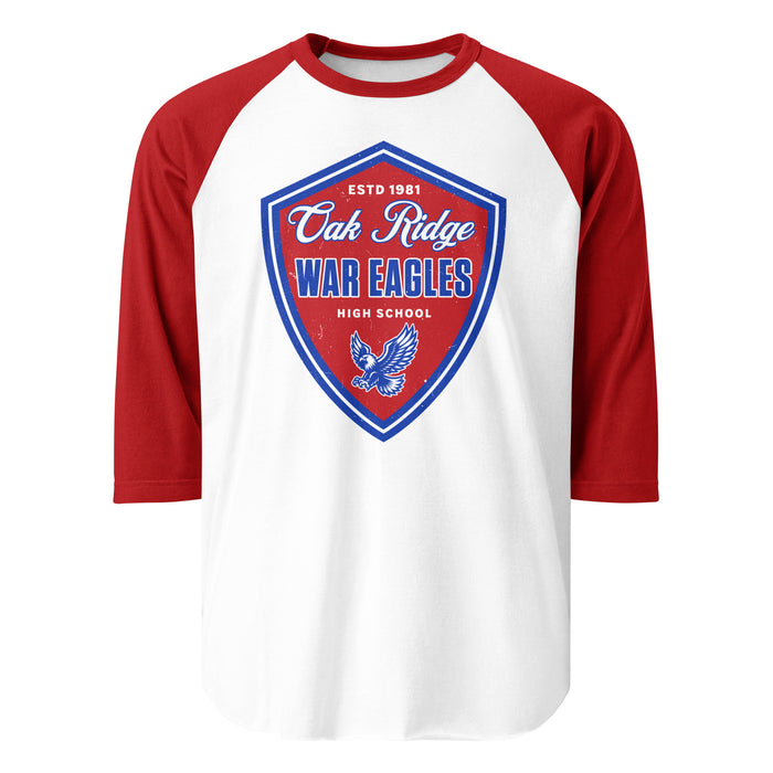 Oak Ridge High School War Eagles Unisex 3/4 sleeve Raglan T-shirt 225 red