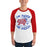 Man wearing Oak Ridge High School War Eagles Unisex 3/4 sleeve Raglan T-shirt 228 red
