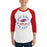 Man wearing Oak Ridge High School War Eagles Unisex 3/4 sleeve Raglan T-shirt 214 red