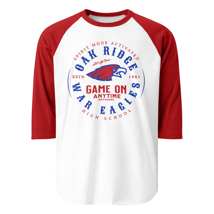 Oak Ridge High School War Eagles Unisex 3/4 sleeve Raglan T-shirt 214 red