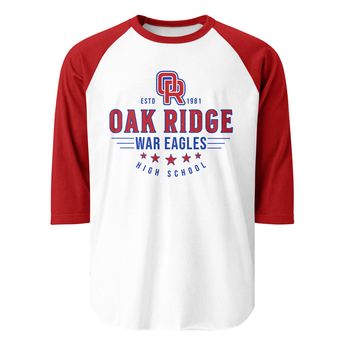 Oak Ridge High School War Eagles Unisex 3/4 sleeve Raglan T-shirt 217 red