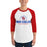 Man wearing Oak Ridge High School War Eagles Unisex 3/4 sleeve Raglan T-shirt 222 red