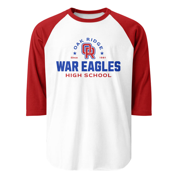 Oak Ridge High School War Eagles Unisex 3/4 sleeve Raglan T-shirt 222 red