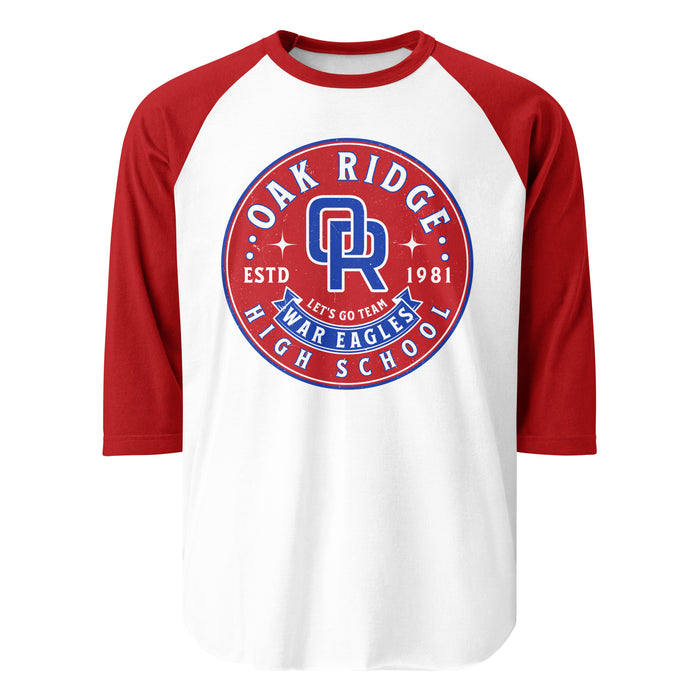 Oak Ridge High School War Eagles Unisex 3/4 sleeve Raglan T-shirt 215 red