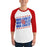 Man wearing Oak Ridge High School War Eagles Unisex 3/4 sleeve Raglan T-shirt 223 red