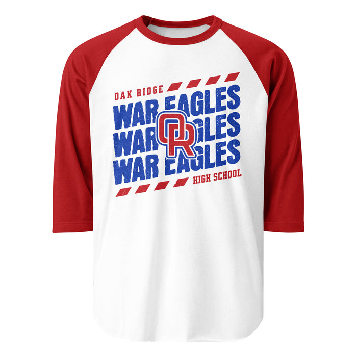 Oak Ridge High School War Eagles Unisex 3/4 sleeve Raglan T-shirt 223 red