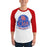 Man wearing Oak Ridge High School War Eagles Unisex 3/4 sleeve Raglan T-shirt 219 red