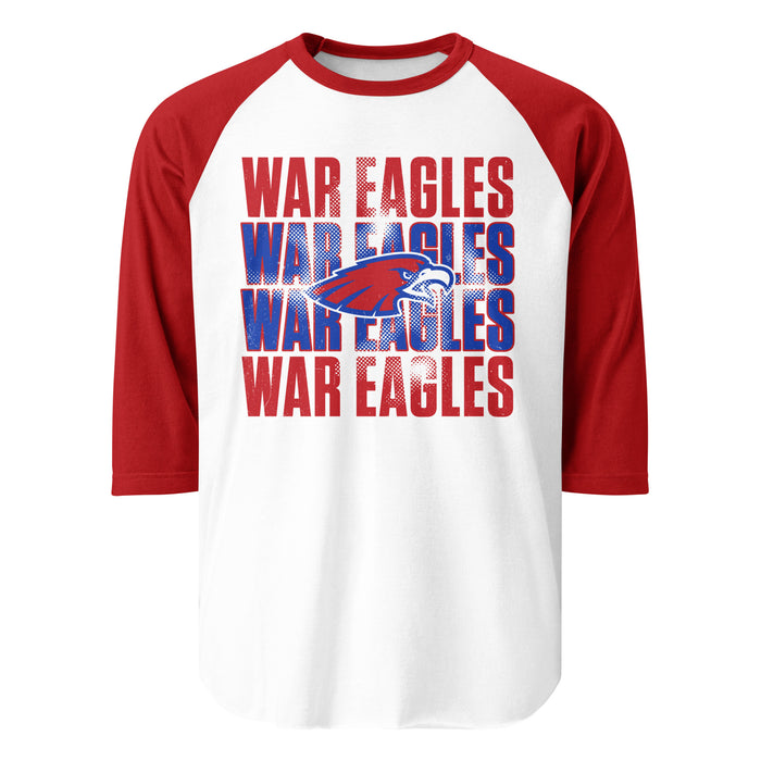 Oak Ridge High School War Eagles Unisex 3/4 sleeve Raglan T-shirt 233 red