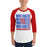 Man wearing Oak Ridge High School War Eagles Unisex 3/4 sleeve Raglan T-shirt 235 red