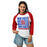 Woman wearing Oak Ridge High School War Eagles Unisex 3/4 sleeve Raglan T-shirt 235 red