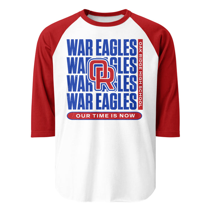 Oak Ridge High School War Eagles Unisex 3/4 sleeve Raglan T-shirt 235 red