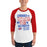Man wearing Oak Ridge High School War Eagles Unisex 3/4 sleeve Raglan T-shirt 232 red