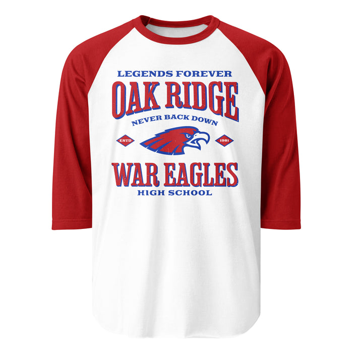 Oak Ridge High School War Eagles Unisex 3/4 sleeve Raglan T-shirt 230 red