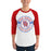 Man wearing Oak Ridge High School War Eagles Unisex 3/4 sleeve Raglan T-shirt 239 red