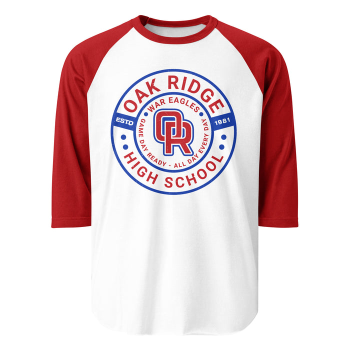 Oak Ridge High School War Eagles Unisex 3/4 sleeve Raglan T-shirt 239 red