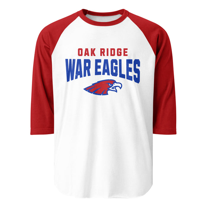 Oak Ridge High School War Eagles Unisex 3/4 sleeve Raglan T-shirt 234 red