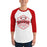 Man wearing Odessa High School Bronchos Unisex 3/4 sleeve Raglan T-shirt 209