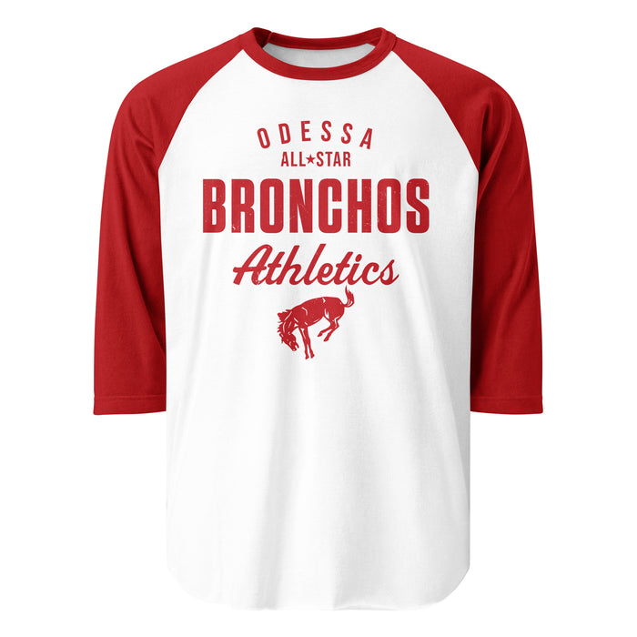 Odessa High School Bronchos Unisex 3/4 sleeve Raglan T-shirt 034