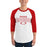 Man wearing Odessa High School Bronchos Unisex 3/4 sleeve Raglan T-shirt 234