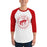 Man wearing Odessa High School Bronchos Unisex 3/4 sleeve Raglan T-shirt 214