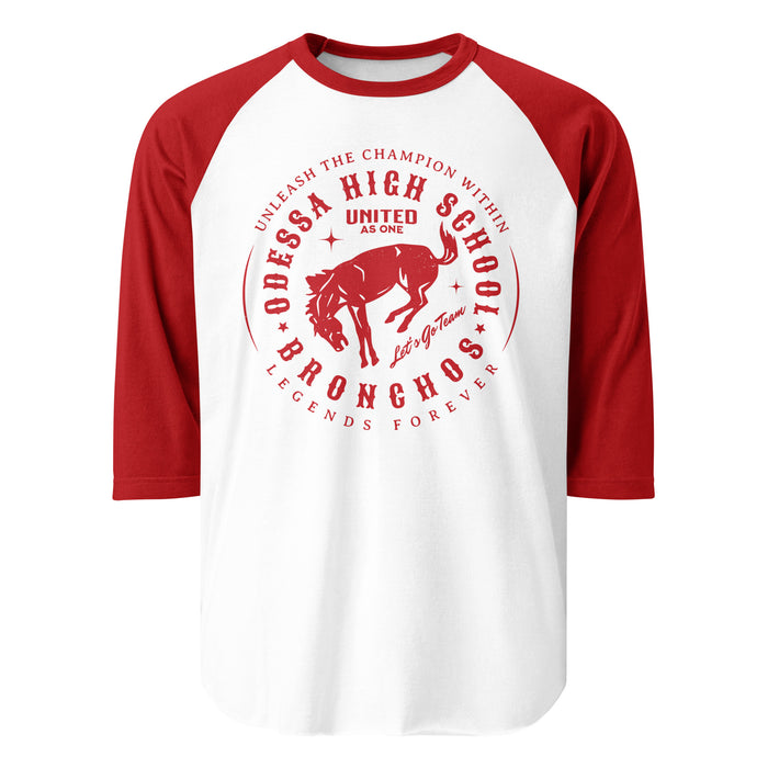 Odessa High School Bronchos Unisex 3/4 sleeve Raglan T-shirt 214