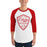 Man wearing Odessa High School Bronchos Unisex 3/4 sleeve Raglan T-shirt 225