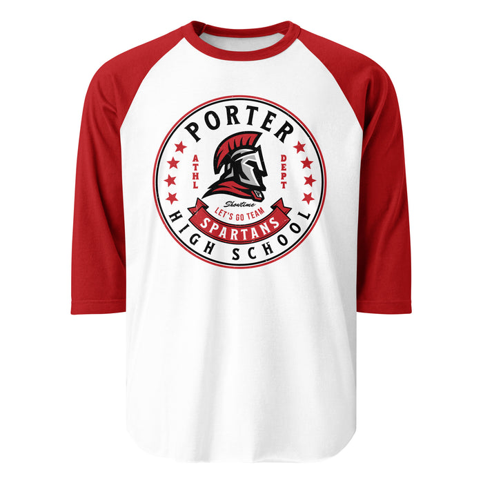 Porter High School Spartans Unisex 3/4 Sleeve Raglan T-shirt 215