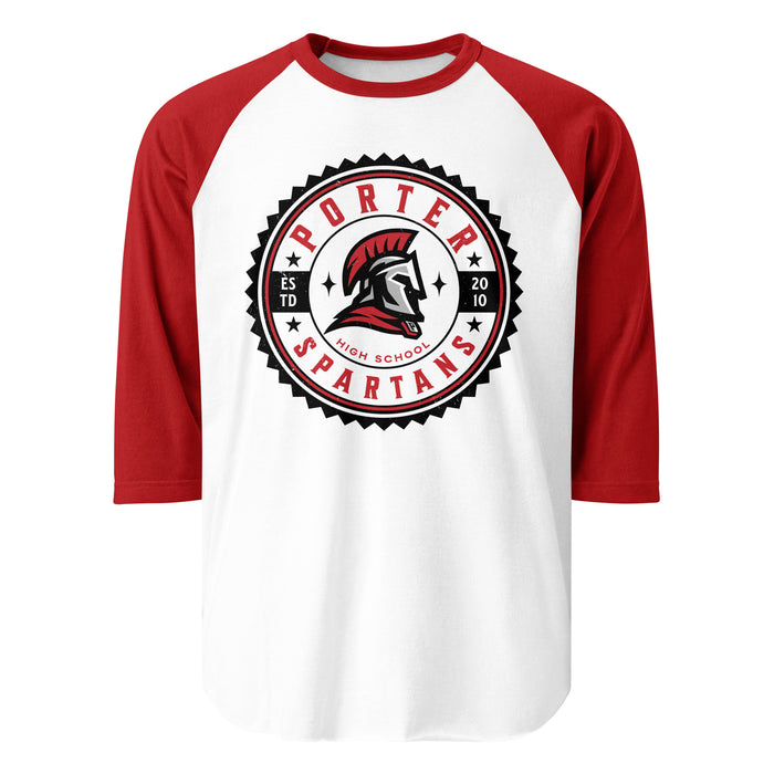 Porter High School Spartans Unisex 3/4 Sleeve Raglan T-shirt 203