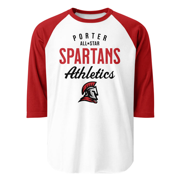 Porter High School Spartans Unisex 3/4 Sleeve Raglan T-shirt 034