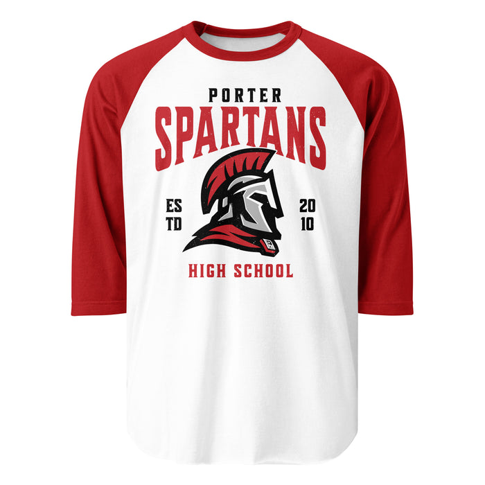 Porter High School Spartans Unisex 3/4 Sleeve Raglan T-shirt 213