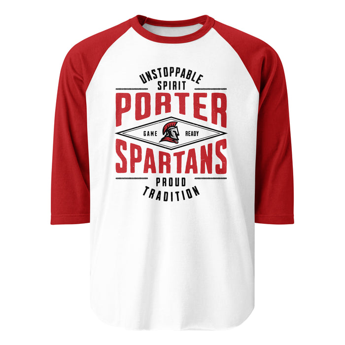 Porter High School Spartans Unisex 3/4 Sleeve Raglan T-shirt 210