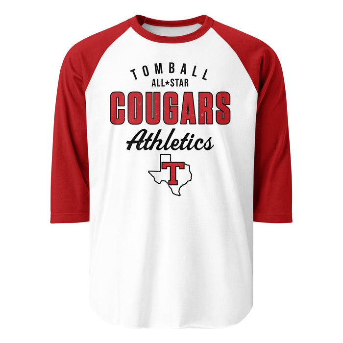 Tomball High School Cougars Unisex 3/4 sleeve Raglan T-shirt 034