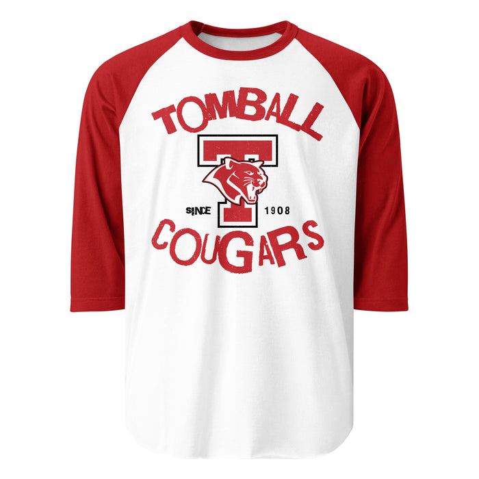 Tomball High School Cougars Unisex 3/4 sleeve Raglan T-shirt 228