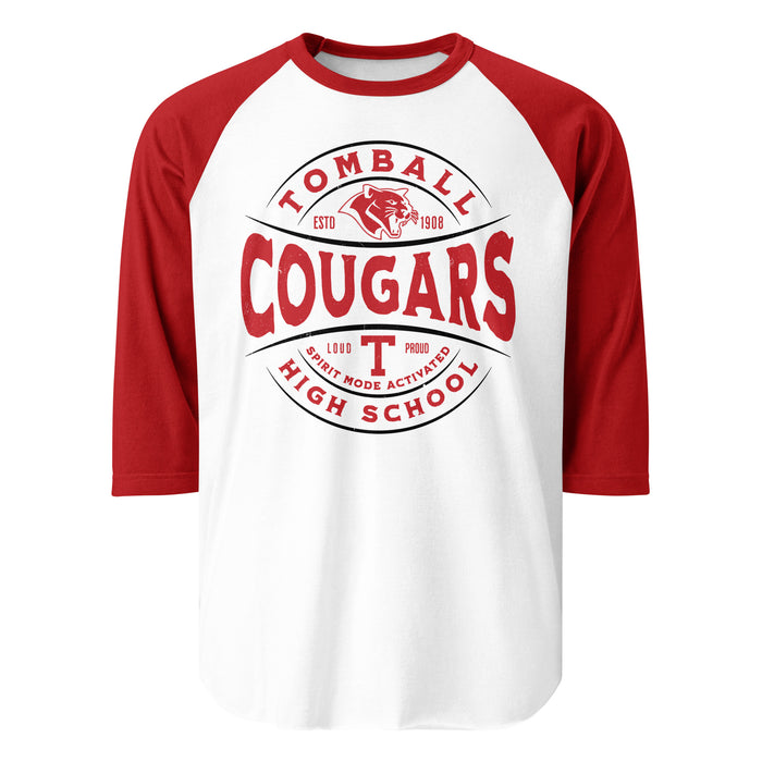 Tomball High School Cougars Unisex 3/4 sleeve Raglan T-shirt 218