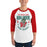 Man wearing The Woodlands High School Highlanders Unisex 3/4 sleeve Raglan T-shirt 204