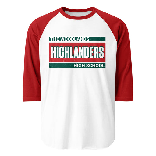 The Woodlands High School Highlanders Unisex 3/4 sleeve Raglan T-shirt 098
