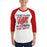 Man wearing The Woodlands High School Highlanders Unisex 3/4 sleeve Raglan T-shirt 205