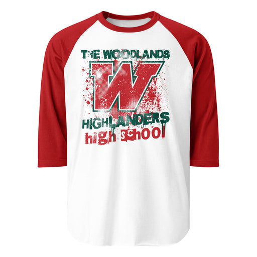 The Woodlands High School Highlanders Unisex 3/4 sleeve Raglan T-shirt 205