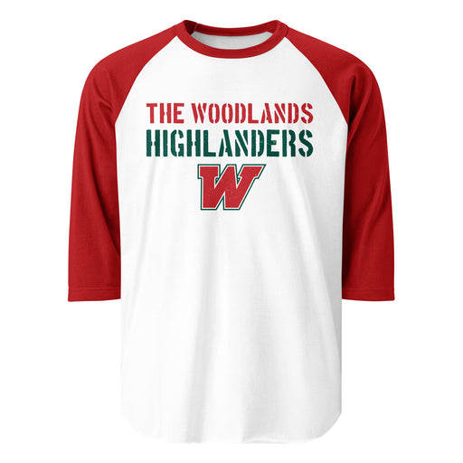 The Woodlands High School Highlanders Unisex 3/4 sleeve Raglan T-shirt 017