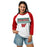 Woman wearing The Woodlands High School Highlanders Unisex 3/4 sleeve Raglan T-shirt 049