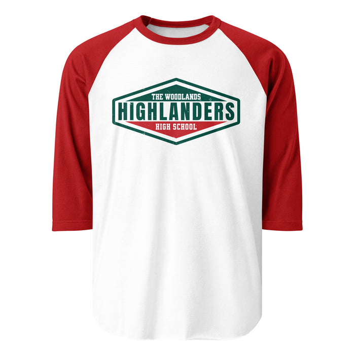 The Woodlands High School Highlanders Unisex 3/4 sleeve Raglan T-shirt 009