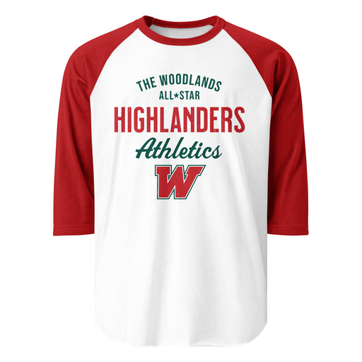 The Woodlands High School Highlanders Unisex 3/4 sleeve Raglan T-shirt 034