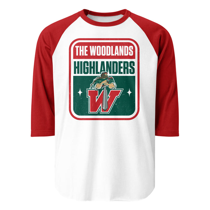 The Woodlands High School Highlanders Unisex 3/4 sleeve Raglan T-shirt 001A