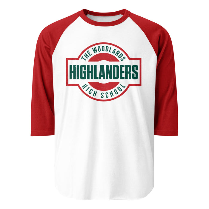 The Woodlands High School Highlanders Unisex 3/4 sleeve Raglan T-shirt 011